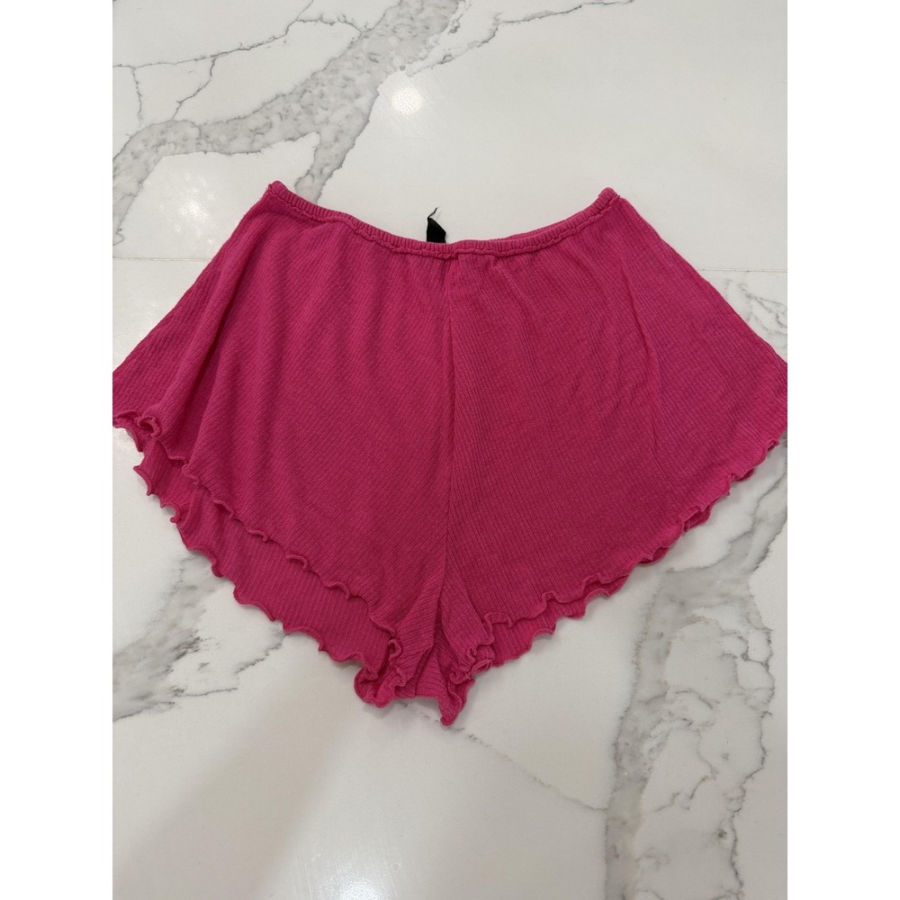 Out From Under Sleep Shorts Womens Medium Pink Ribbed Ruffle Hem Lounge